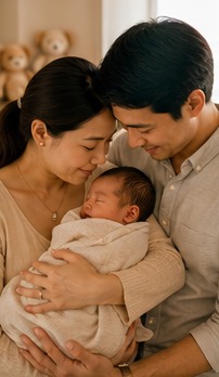 A warm lifestyle photograph representing new baby